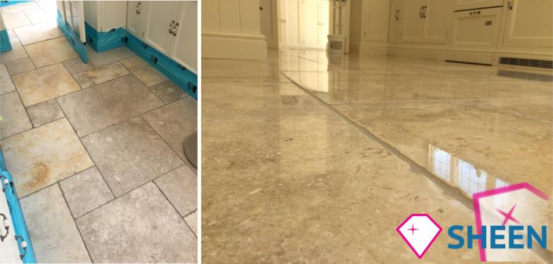Travertine floor polishing
