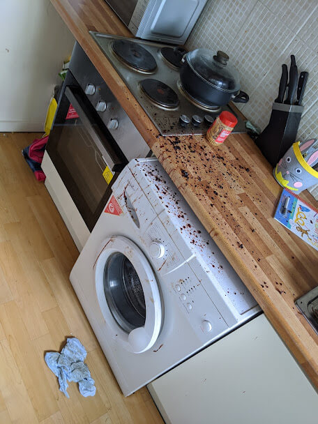 cleaning up after a murder scene