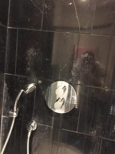 Damage from bathroom cleaners on natural stone
